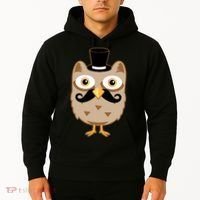 Mustache Owl With Hat Hoodie thumb 2