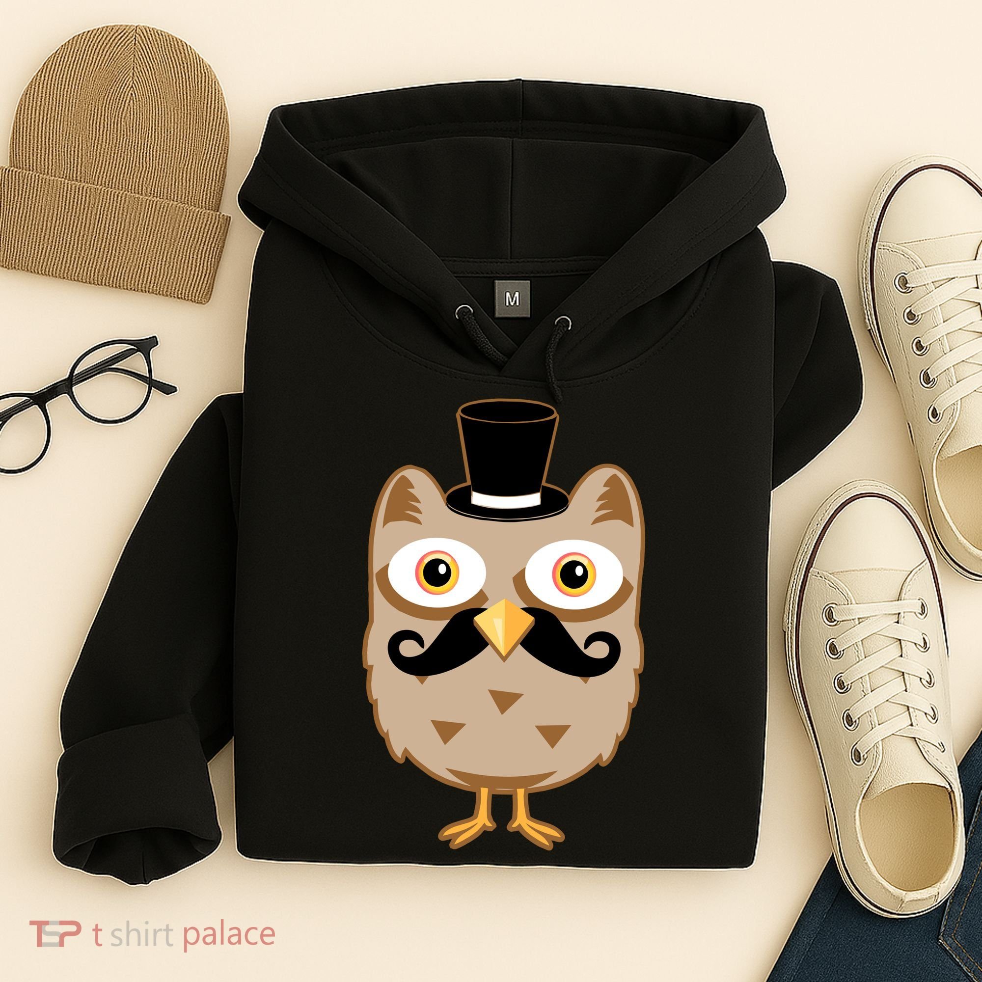Mustache Owl With Hat Hoodie