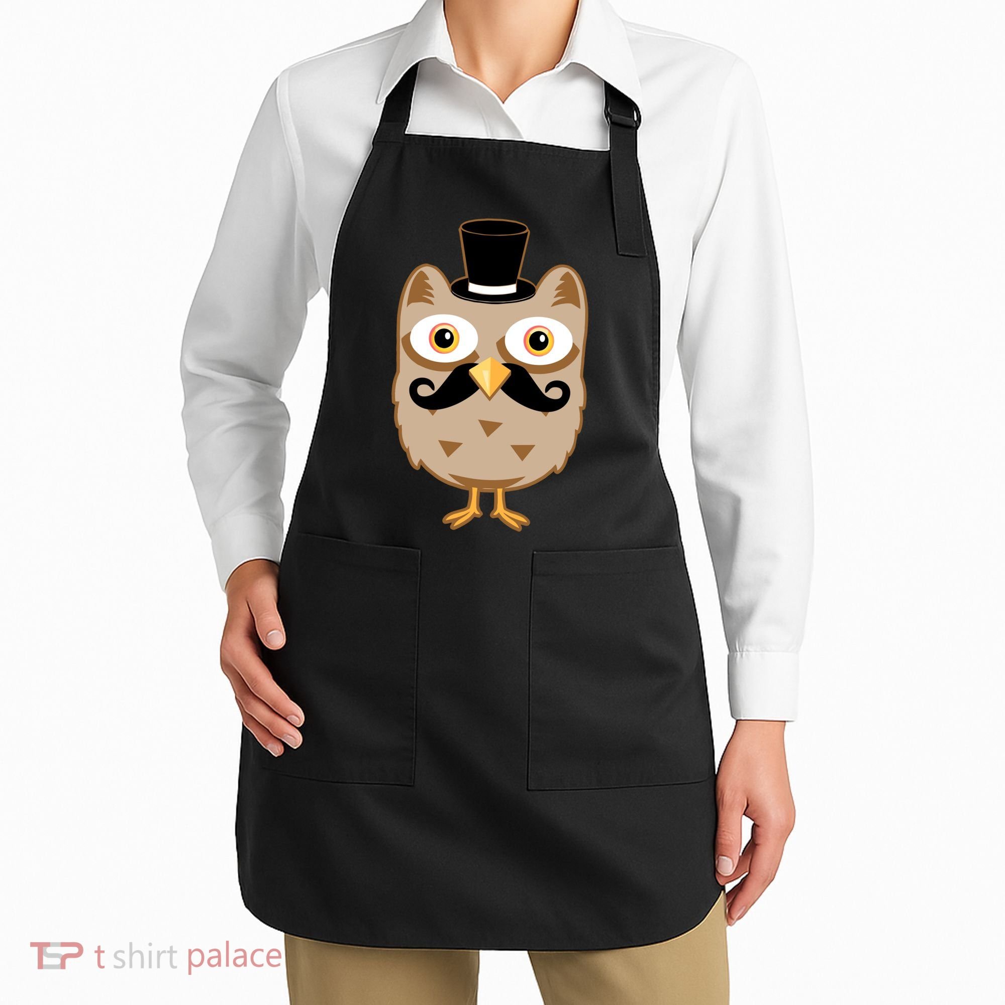 Mustache Owl With Hat Apron