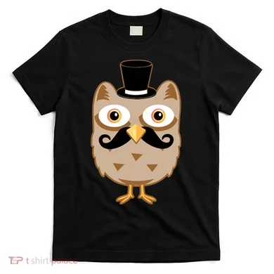 Mustache Owl With Hat T-Shirt