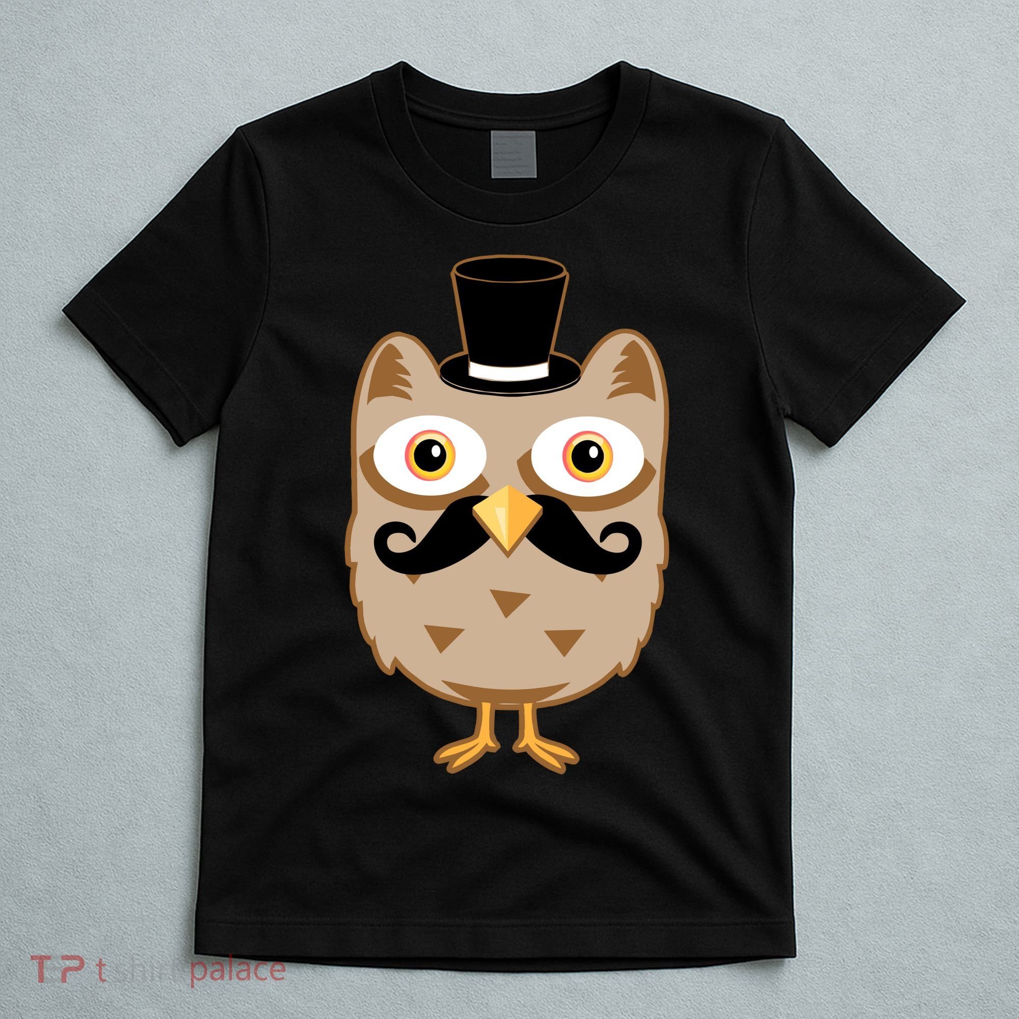 Mustache Owl With Hat T-Shirt