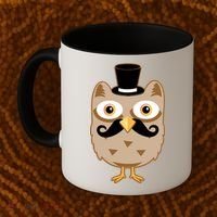 Mustache Owl With Hat Coffee Mug thumb 2