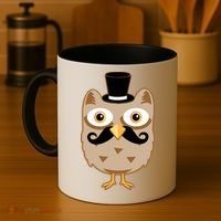 Mustache Owl With Hat Coffee Mug thumb 4