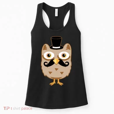 Mustache Owl With Hat Women's Tank Top