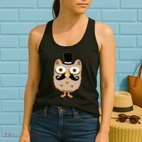 Mustache Owl With Hat Women's Tank Top thumb 2