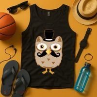 Mustache Owl With Hat Tank Top thumb 4