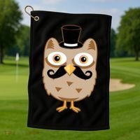 Mustache Owl With Hat Golf Towel thumb 1
