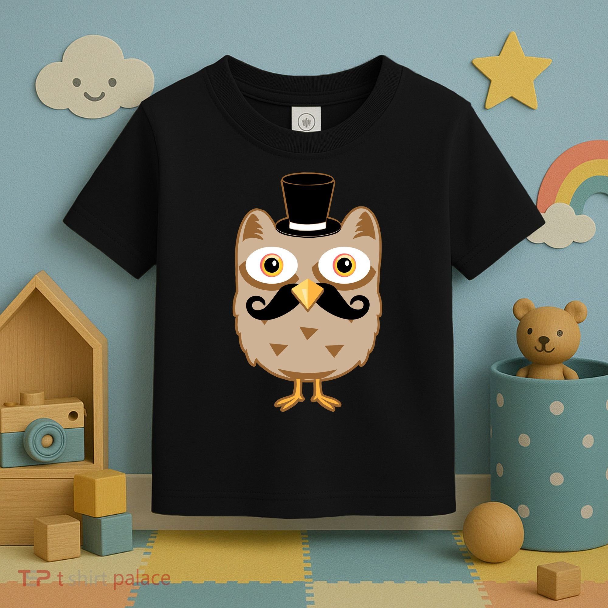 Mustache Owl With Hat Toddler T-Shirt