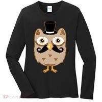 Mustache Owl With Hat Women's Long Sleeve Shirt thumb 0
