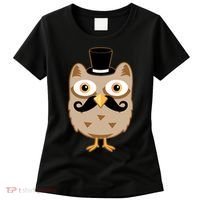 Mustache Owl With Hat Women's T-Shirt thumb 0