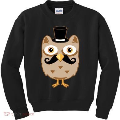 Mustache Owl With Hat Kids Sweatshirt