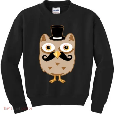 Mustache Owl With Hat Kids Sweatshirt