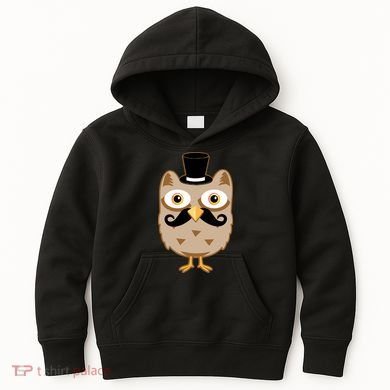 Mustache Owl With Hat Kids Hoodie