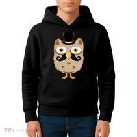 Mustache Owl With Hat Kids Hoodie thumb 4