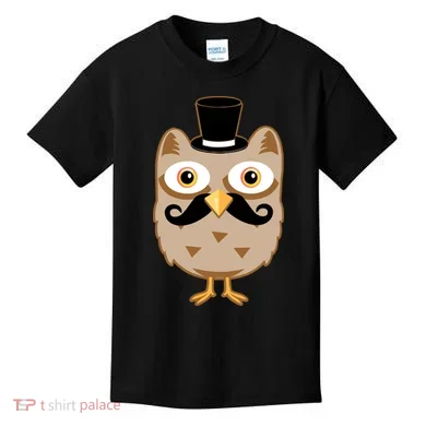 Mustache Owl With Hat Kids T-Shirt