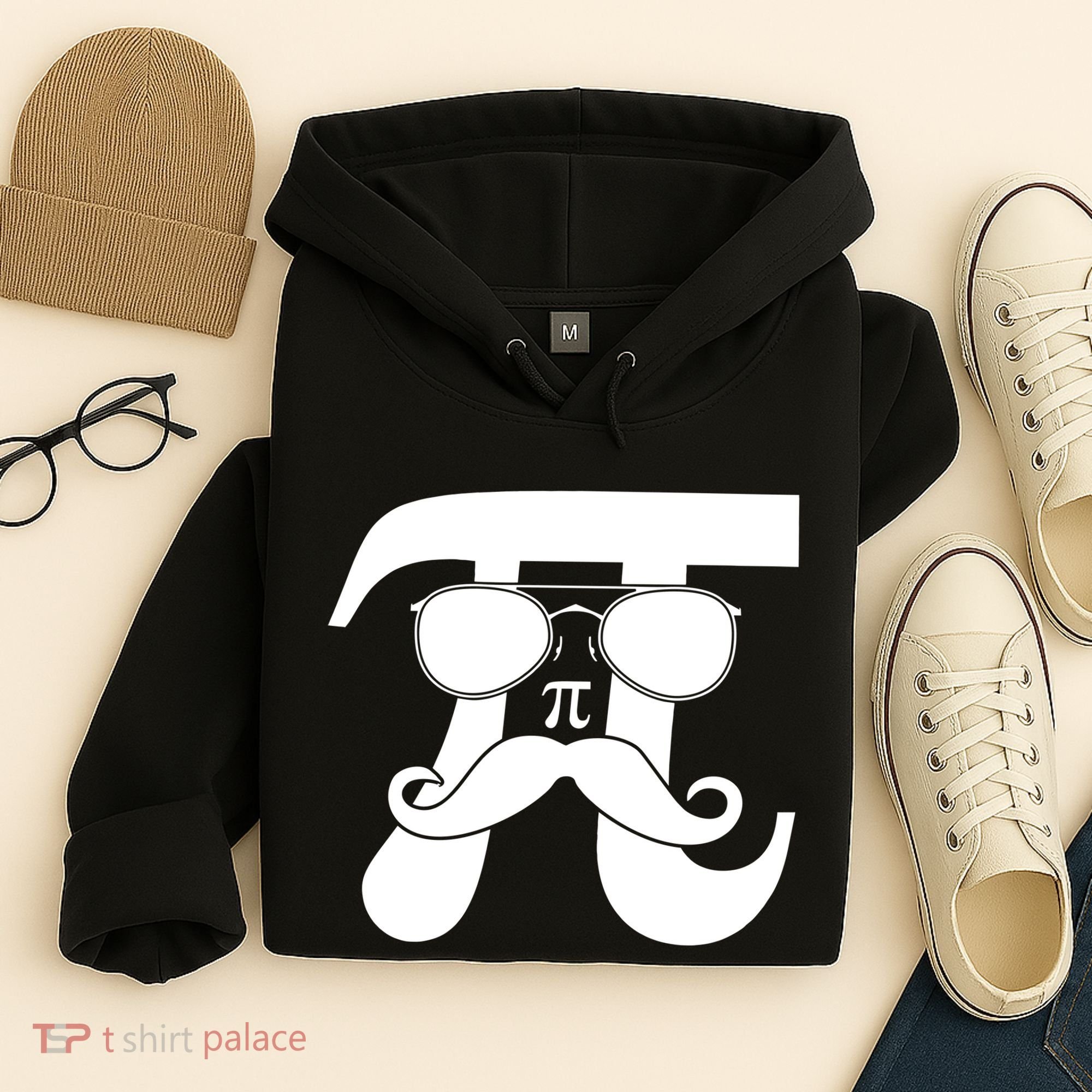 Mustache Pi Face Hoodie
