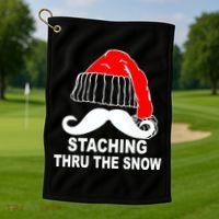 Mustache Thru The Snow Golf Towel thumb 1
