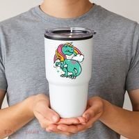 Majestic Unicornasaurus T Rex Unicorn Boy Girl Dinosaur Tumbler thumb 2