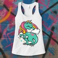 Majestic Unicornasaurus T Rex Unicorn Boy Girl Dinosaur Women's Tank Top thumb 3