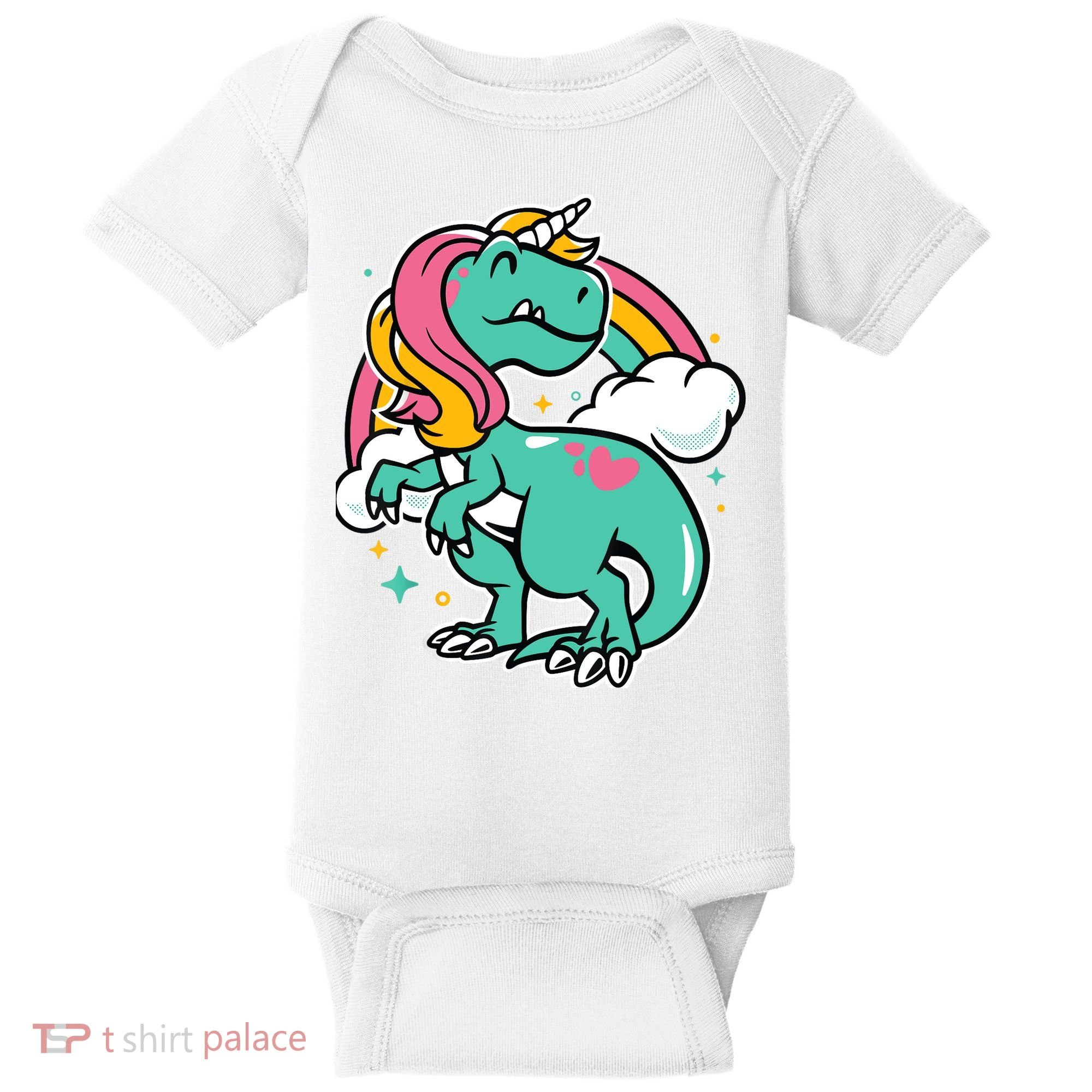 Majestic Unicornasaurus T Rex Unicorn Boy Girl Dinosaur Baby Bodysuit