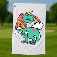 Majestic Unicornasaurus T Rex Unicorn Boy Girl Dinosaur Golf Towel thumb 1