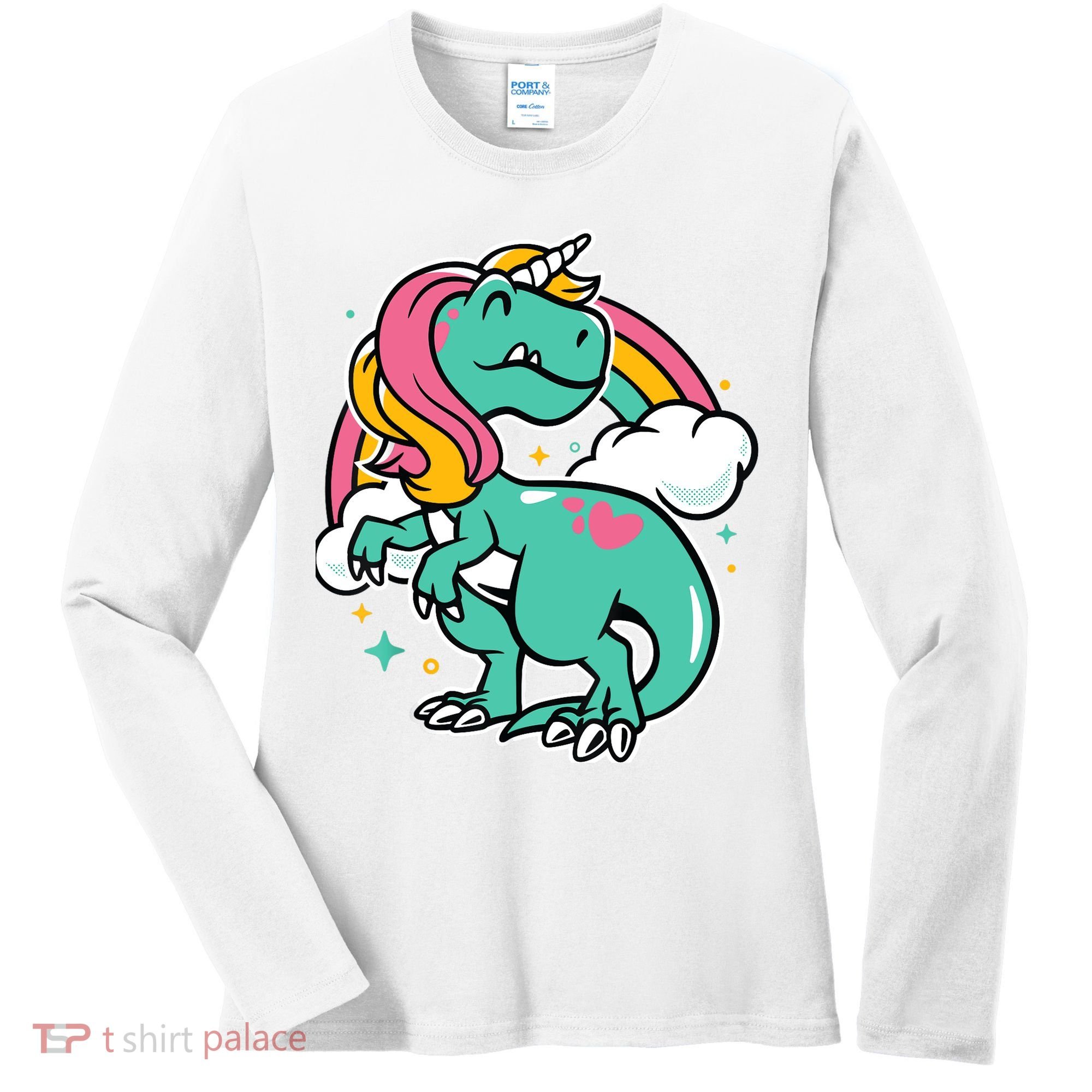 Majestic Unicornasaurus T Rex Unicorn Boy Girl Dinosaur Women's Long Sleeve Shirt