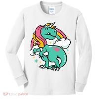 Majestic Unicornasaurus T Rex Unicorn Boy Girl Dinosaur Kids Long Sleeve Shirt thumb 0