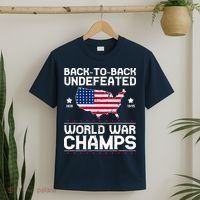 Men Undefeated Two Time World War Champs 4th Of July Patriotic T-Shirt thumb 2