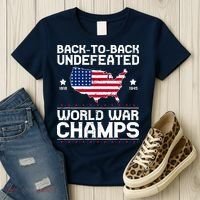 Men Undefeated Two Time World War Champs 4th Of July Patriotic Women's T-Shirt thumb 3