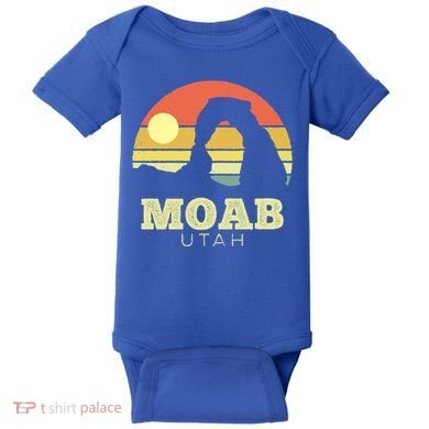 Moab Utah Vintage Sunset Arches Adventure Outdoors Meaningful Gift Baby Bodysuit