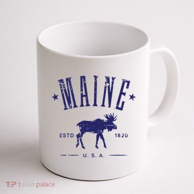 Maine Usa With Moose Distressed Design Souvenir Coffee Mug back
