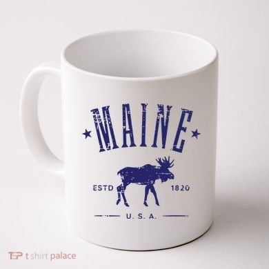 Maine Usa With Moose Distressed Design Souvenir Coffee Mug