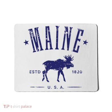 Maine Usa With Moose Distressed Design Souvenir Mousepad