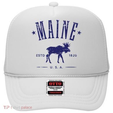 Maine Usa With Moose Distressed Design Souvenir Hat