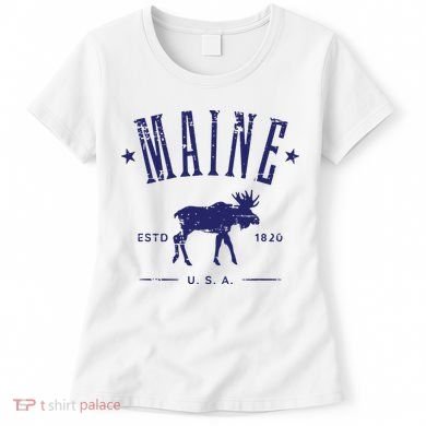 Maine Usa With Moose Distressed Design Souvenir Women's T-Shirt
