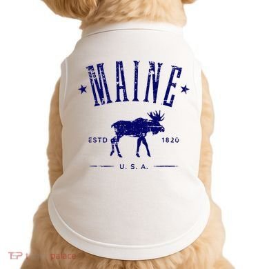 Maine Usa With Moose Distressed Design Souvenir Doggie Tank