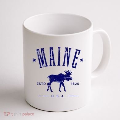 Maine Usa With Moose Distressed Design Souvenir Coffee Mug back
