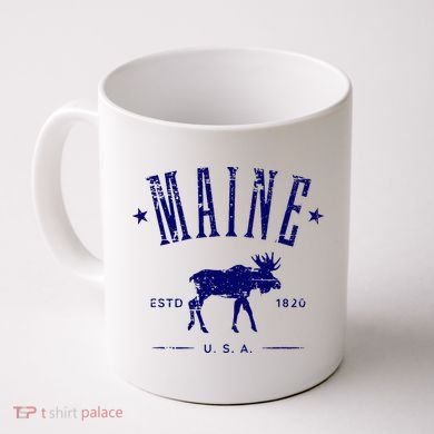 Maine Usa With Moose Distressed Design Souvenir Coffee Mug