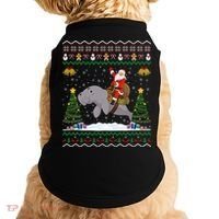 Manatee Ugly Xmas Gift Santa Riding Atee Christmas Cool Gift Doggie Tank thumb 0