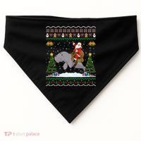 Manatee Ugly Xmas Gift Santa Riding Atee Christmas Cool Gift USA-Made Doggie Bandana thumb 0