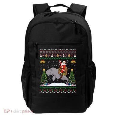 Manatee Ugly Xmas Gift Santa Riding Atee Christmas Cool Gift Backpack