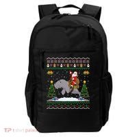 Manatee Ugly Xmas Gift Santa Riding Atee Christmas Cool Gift Backpack thumb 0