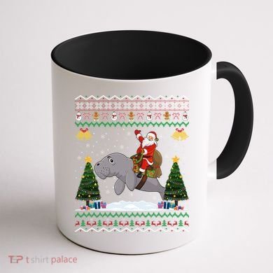 Manatee Ugly Xmas Gift Santa Riding Atee Christmas Cool Gift Coffee Mug back