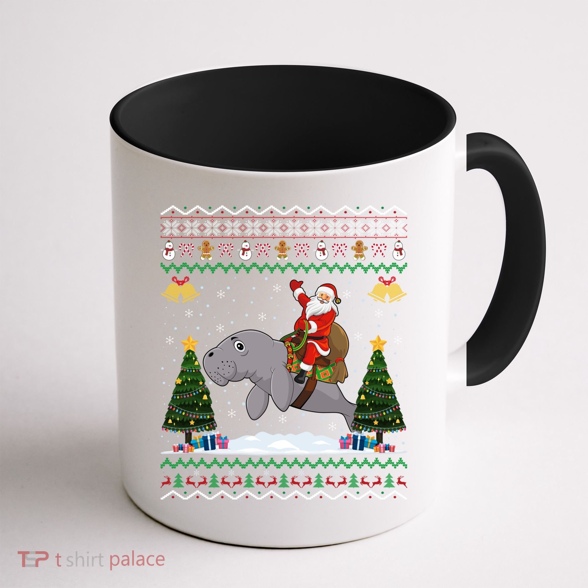 Manatee Ugly Xmas Gift Santa Riding Atee Christmas Cool Gift Coffee Mug