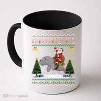 Manatee Ugly Xmas Gift Santa Riding Atee Christmas Cool Gift Coffee Mug thumb 0