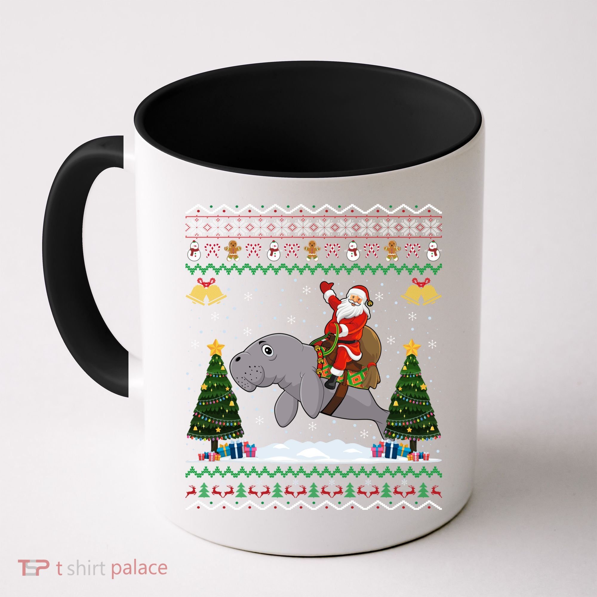 Manatee Ugly Xmas Gift Santa Riding Atee Christmas Cool Gift Coffee Mug