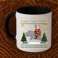 Manatee Ugly Xmas Gift Santa Riding Atee Christmas Cool Gift Coffee Mug thumb 2