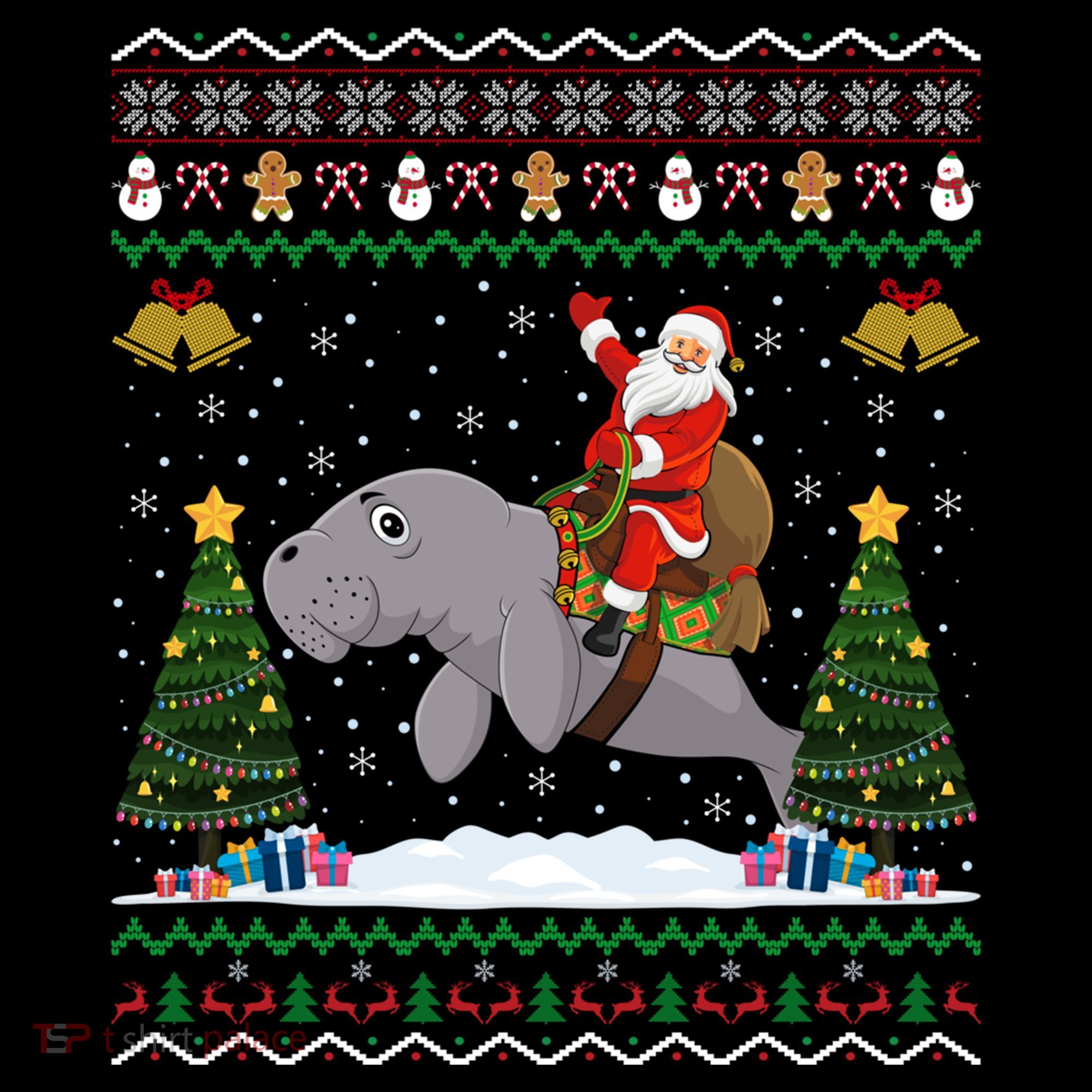 Manatee Ugly Xmas Gift Santa Riding Atee Christmas Cool Gift Coffee Mug
