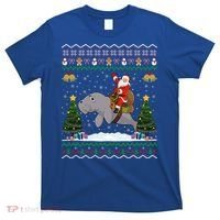 Manatee Ugly Xmas Gift Santa Riding Atee Christmas Cool Gift T-Shirt thumb 0