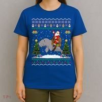 Manatee Ugly Xmas Gift Santa Riding Atee Christmas Cool Gift T-Shirt thumb 4